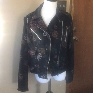 7 For All Mankind Floral Print Moto Jacket